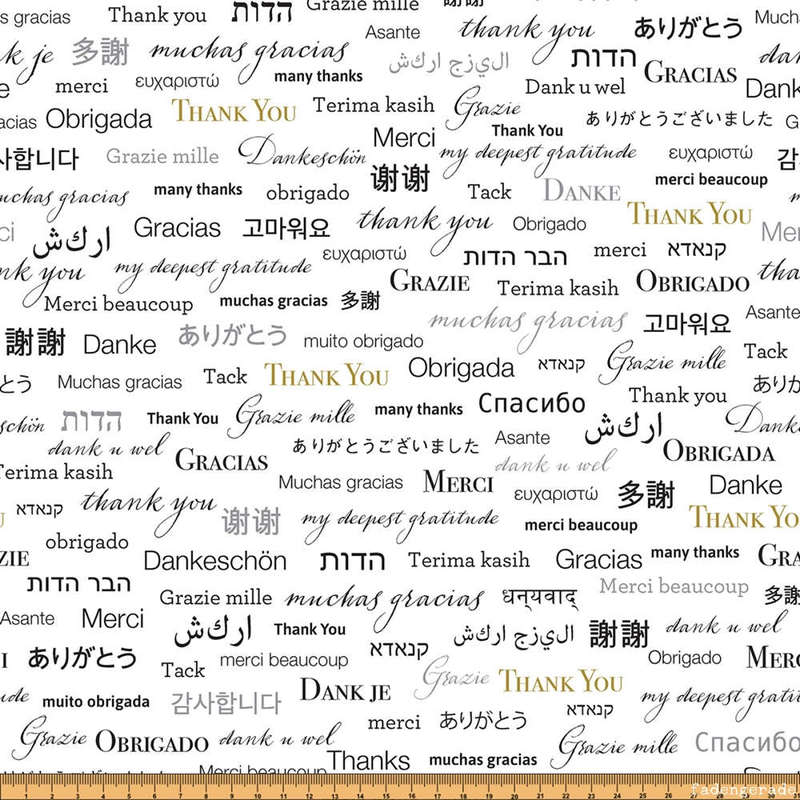  Rest 75 cm White Thank You Multilingual Metallic