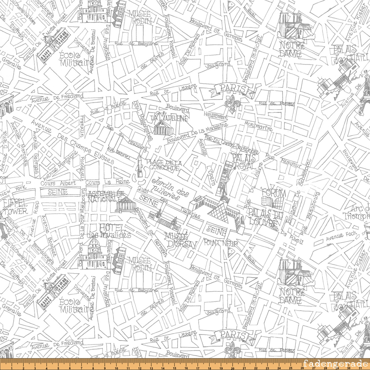 White Drawn Map Of Paris