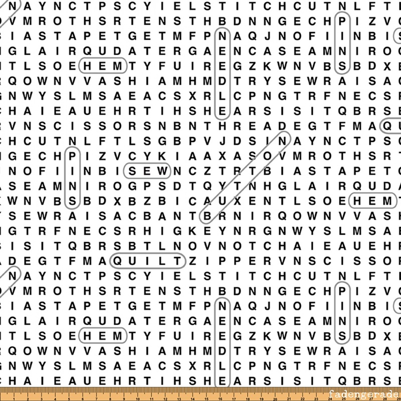 White Sewing Word Search